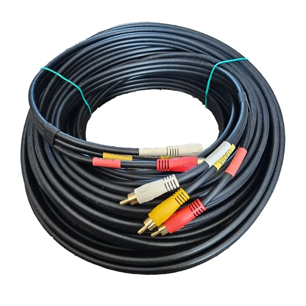 Triple RCA Cable Shielded 50' Left & Right Audio + Video -Red White Yellow